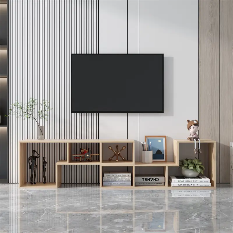 Custom Double L-Shaped Oak Stand, Display Shelf, Bookcase for Home Furniture, Rustic oak color Manufacturers, Factory