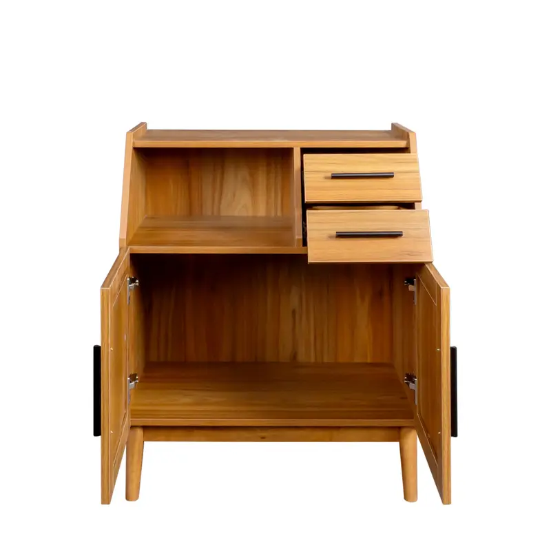 High-Quality Farmhouse Sideboard Buffet Accent Storage Cabinet, with Rattan Doors and drawers, for Hallway, Entryway, Dining Room, or Living Room, Oak color Product, Suppliers