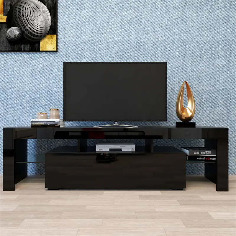 CE Certification Modern Black TV Stand, 20 Colors LED TV Stand w/Remote Control Lights Quotes, Pricelist