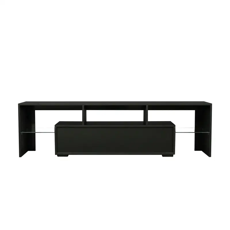 Wholesale Living Room Furniture TV Stand Cabinet with 2 Drawers & 2 open shelves,20-color RGB LED lights with remote, Black color Companies, Exporters