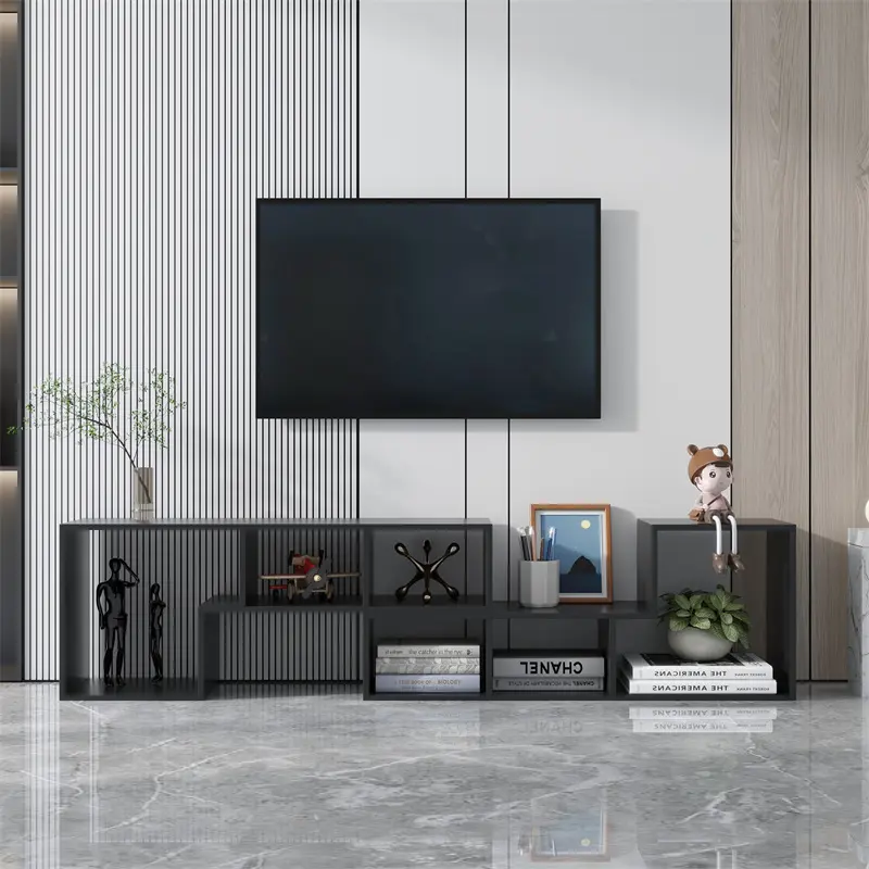 Best Double L-Shaped TV Stand, Display Shelf, Bookcase for Home Furniture, Black color Companies, Company