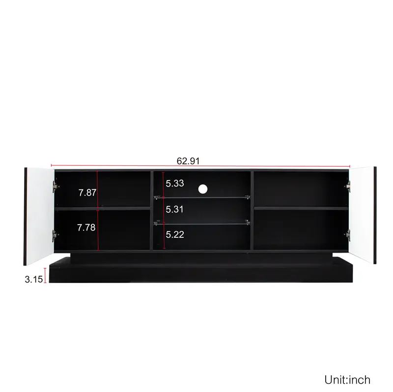OEM U-Can Modern, Stylish Functional TV stand with Color Changing LED Lights, Universal Entertainment Center, Black Manufacturers, Suppliers