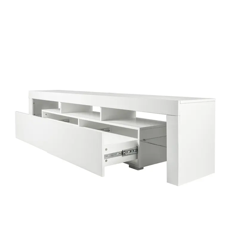 Buy Modern gloss white TV Stand for 80 inches TV, 20 Colors LED TV Stand w/Remote Control Lights Manufacturer, Pricelist