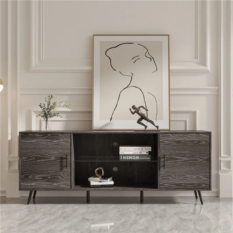 Buy TV Stand Mid-Century Wood Modern Entertainment Center Adjustable Storage Cabinet TV Console for Living Room Manufacturer, Products
