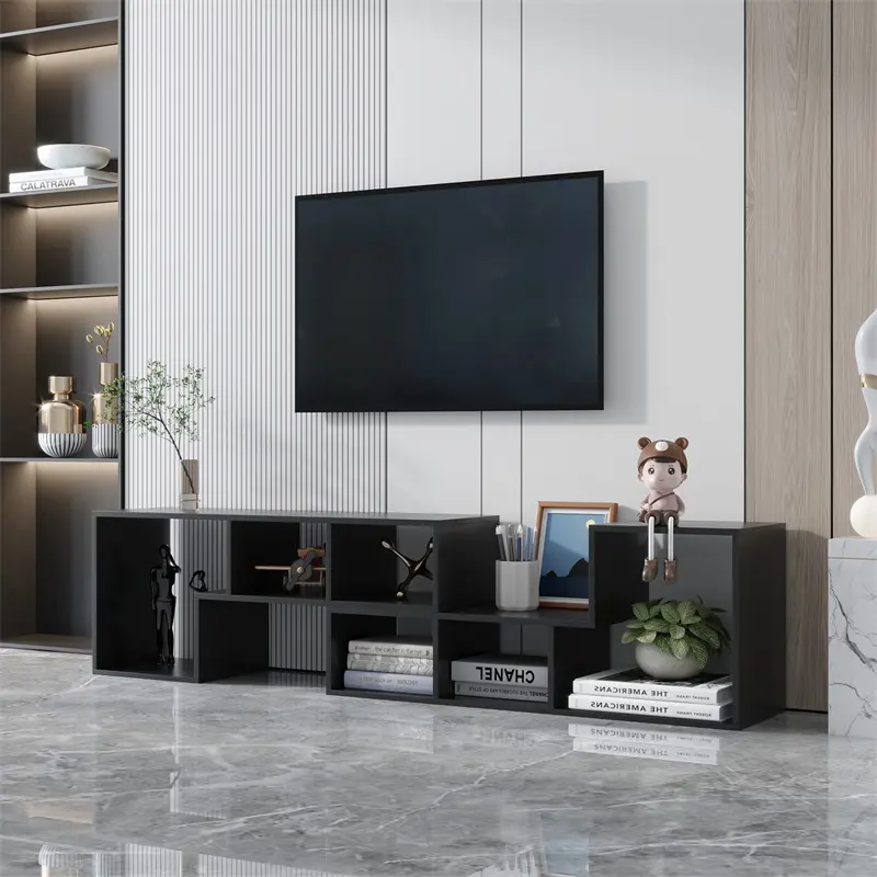 Best Double L-Shaped TV Stand, Display Shelf, Bookcase for Home Furniture, Black color Companies, Company