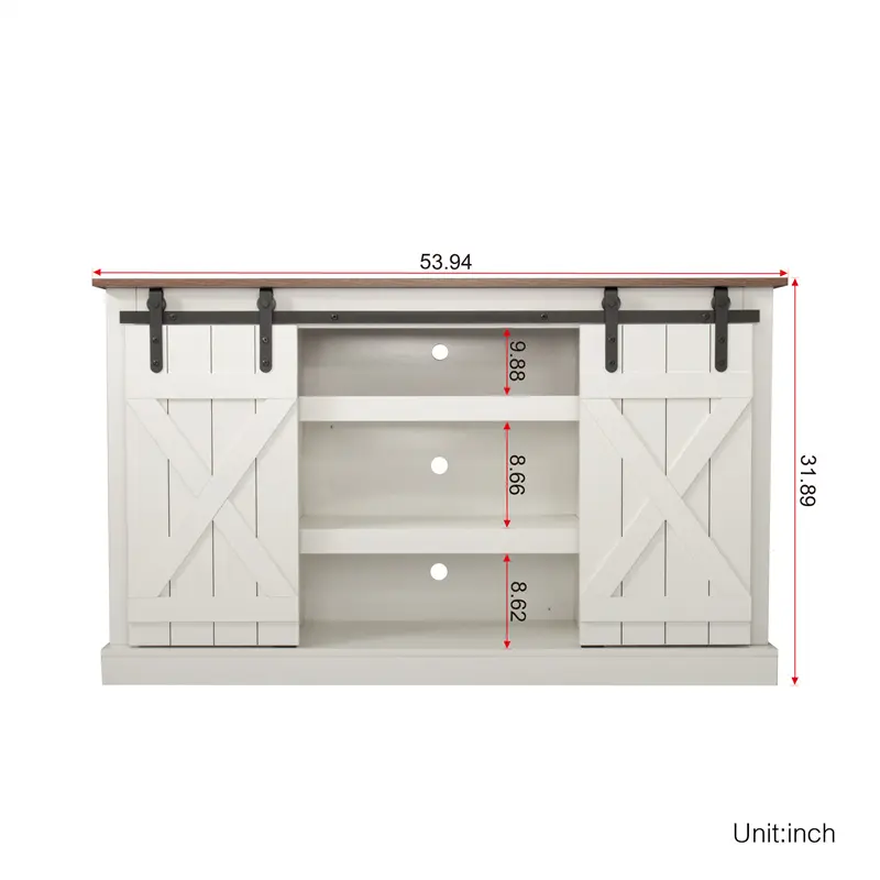 High-Quality Farmhouse Sliding Barn Door TV Stand for TV up to 60 Inch Flat Screen Media Console Table Storage Cabinet Wood Entertainment Center Sturdy Ranch Companies, Company