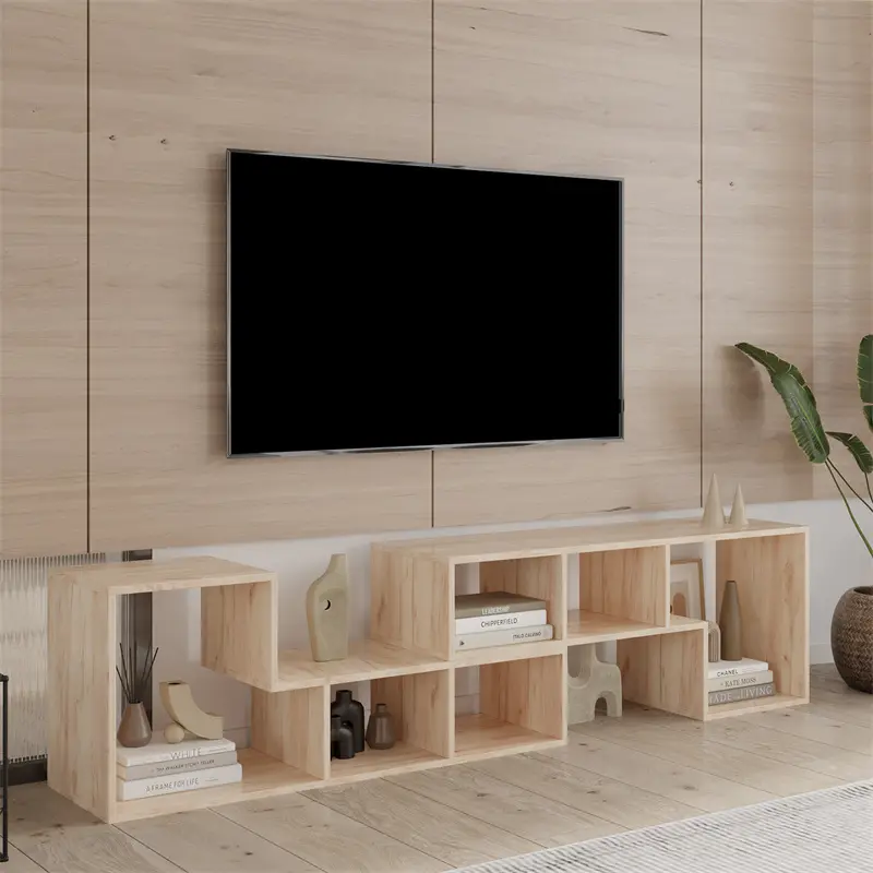 Custom Double L-Shaped Oak Stand, Display Shelf, Bookcase for Home Furniture, Rustic oak color Manufacturers, Factory