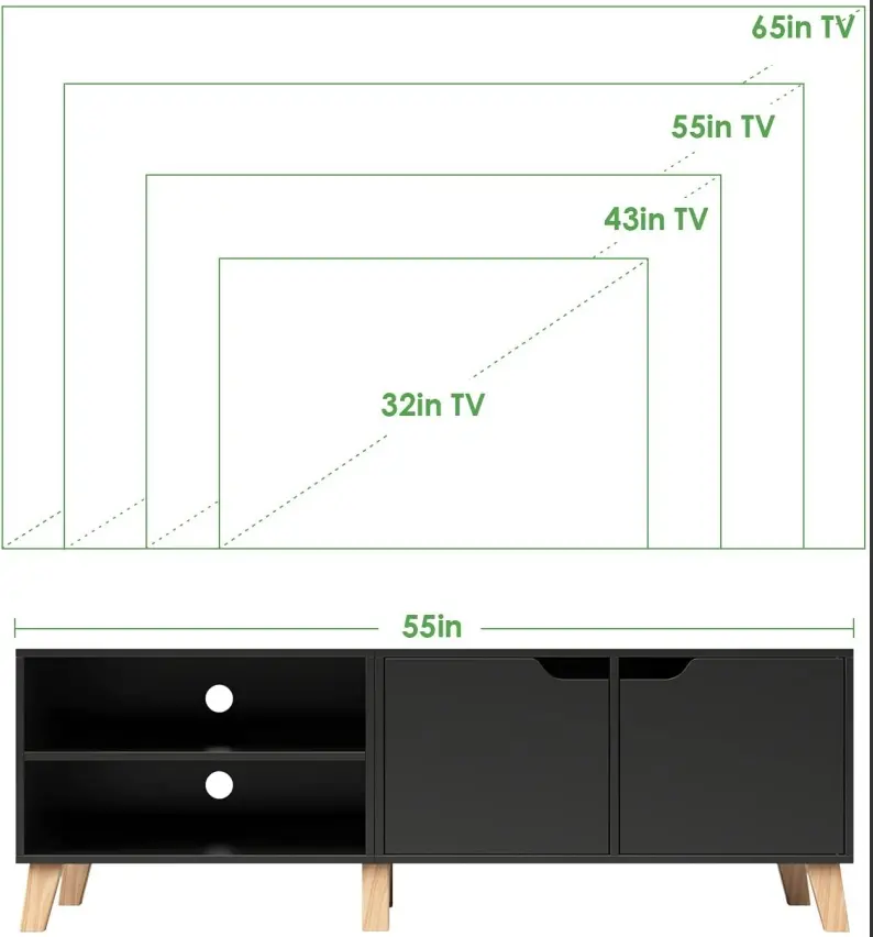 Famous Particleboard TV Cabinet with 2 Doors and 2 Open Partitions，Living room wooden furniture Product, Pricelist
