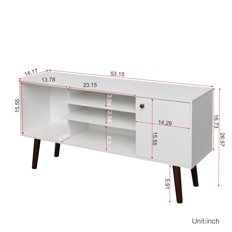 Buy TV Stand Use in Living Room Furniture with 1 storage and 2 shelves Cabinet, high quality particle board, White color Quotes, Factories