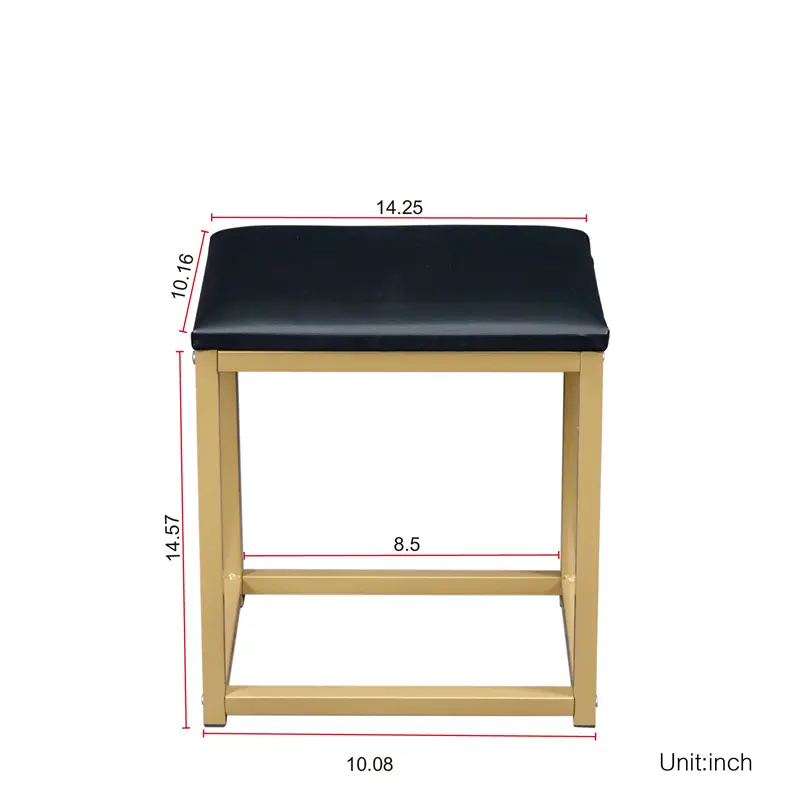 Wholesale Black modern minimalist vanity with stool, solid metal frame construction, large storage space, 10 LED lights illuminate makeup mirror, adjustable brightness Product, Company