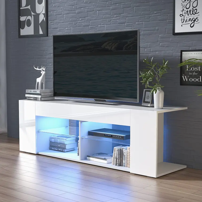 Custom Modern and Stylish High Gloss White LED TV Stand&Media Center - China Factory Manufacture Quotes, Factories