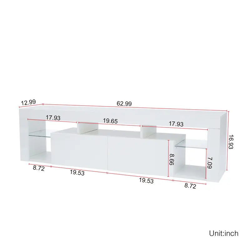 Buy FURNITURE & RUGS TV Stand 160 LED Wall Mounted Floating 63" TV Stand (White) Manufacturer, Products
