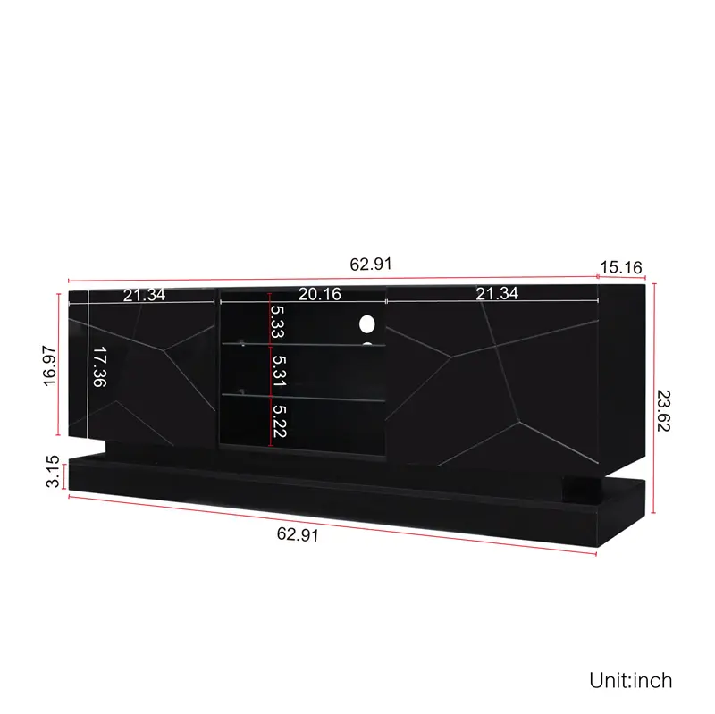 OEM U-Can Modern, Stylish Functional TV stand with Color Changing LED Lights, Universal Entertainment Center, Black Manufacturers, Suppliers