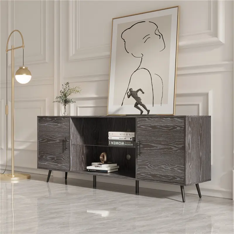 Buy TV Stand Mid-Century Wood Modern Entertainment Center Adjustable Storage Cabinet TV Console for Living Room Manufacturer, Products