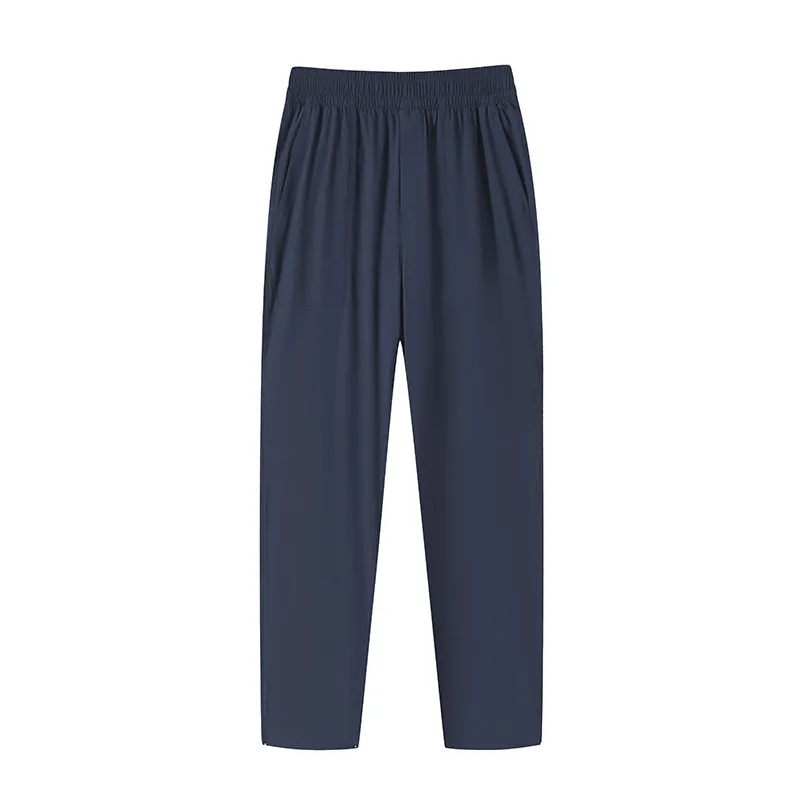 Roupas esportivas, Calças de secagem rápida, Calças longas soltas de outono para homens em seda de gelo fina para corrida ao ar livre, Calças longas casuais para treinamento de yoga e fitness