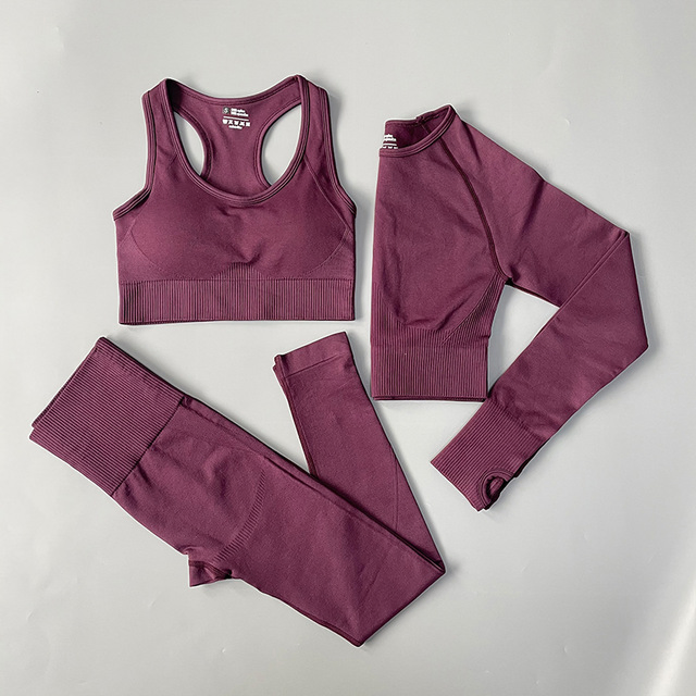 Conjunto de Atividades Sem Costura para Esportes Atacado 4PCS Conjuntos de Yoga e Fitness de Manga Longa para Mulheres Roupas de Esporte