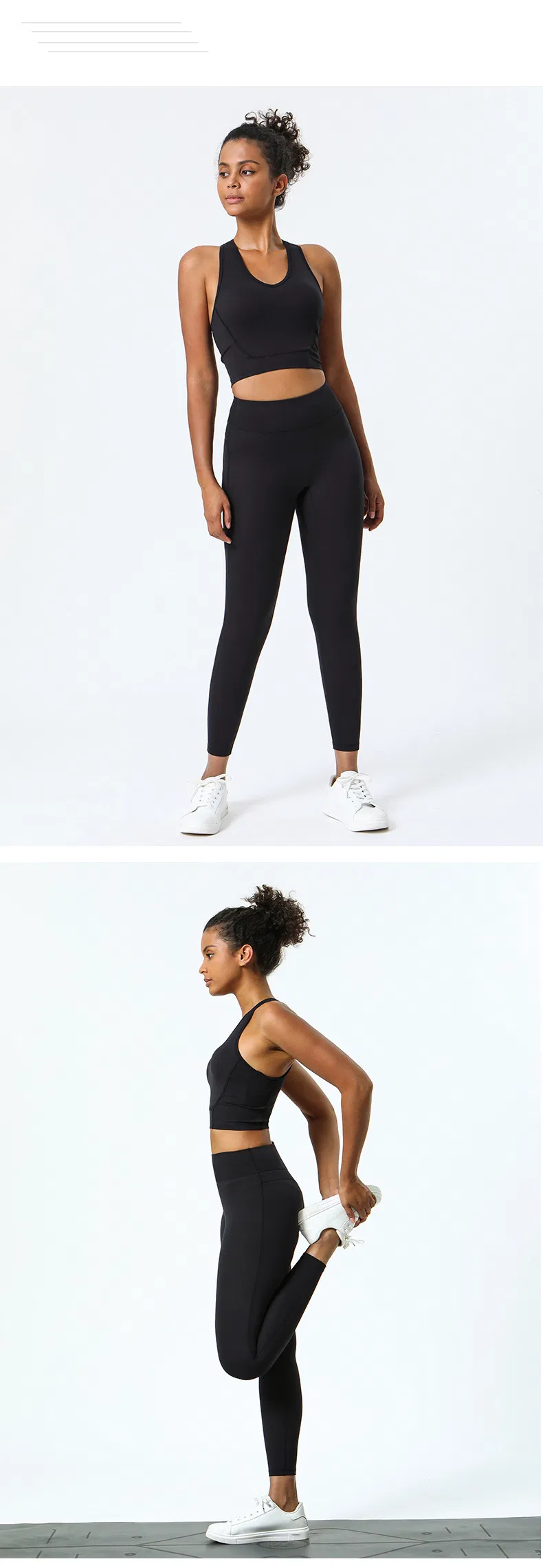 Conjunto de Top Sem Mangas e Leggings para Mulheres com Design de Malha Respirável para Yoga e Corrida