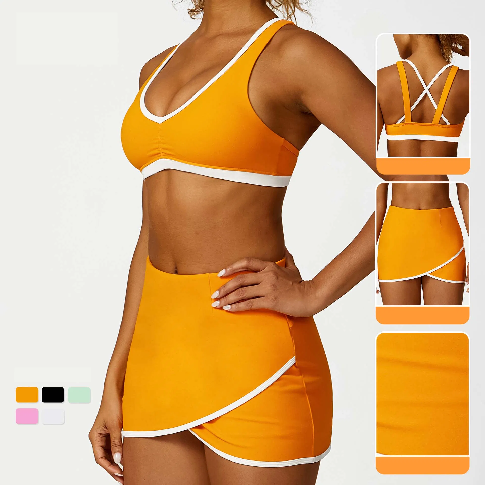 Roupas de Yoga Vestuário de Fitness Saia de Tênis de Cintura Alta Roupas de Yoga Roupas de Esporte Fitness para Academia Roupas de Atividade Roupas de Treino