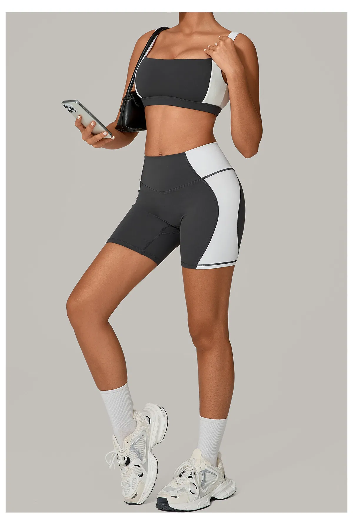 Roupas de Fitness para Mulheres com Cores em Bloco, Secagem Rápida, Intensidade Média para Yoga e Academia