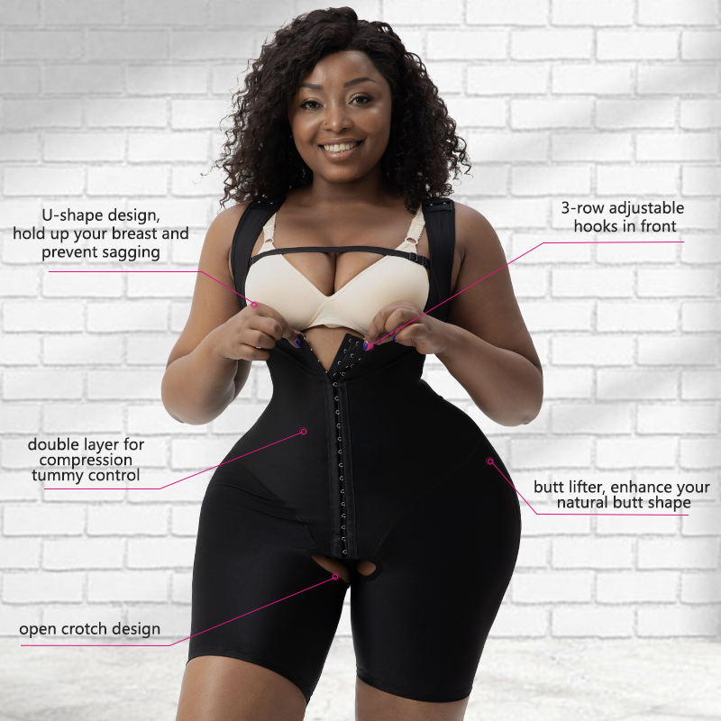 Compressão Pós-Operatória de Lipo 45% Faja de Spandex para Controle da Barriga, Vestuário para Modelar o Abdômen, Body Short para Mulheres