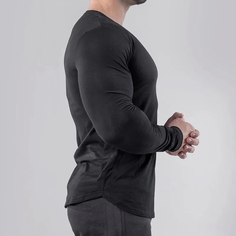 Camiseta de Manga Longa de Fitness Muscular