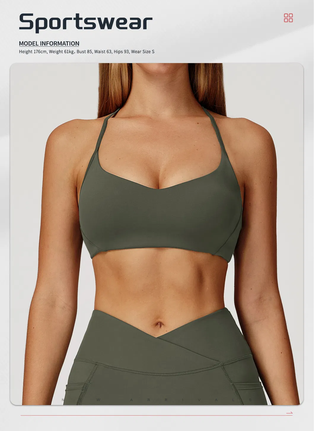 Sutiã esportivo longo com decote em V sexy para mulheres