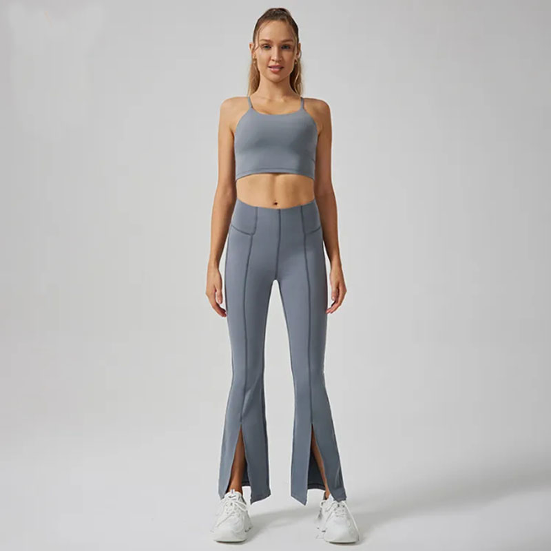 Marca OEM de alta qualidade, roupas esportivas para mulheres, conjunto de calças de ioga de cintura alta e sutiã de fitness, traje confortável para corrida e academia