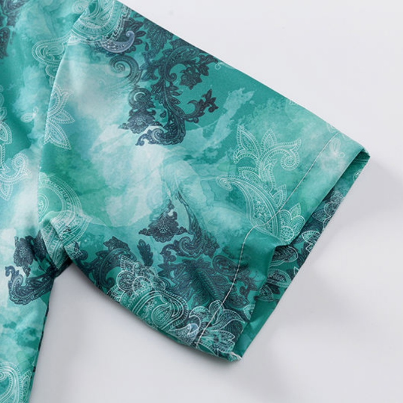 Roupas de golfe de luxo masculinas personalizadas com logotipo OEM, com padrão impresso, secagem rápida, ajuste slim e malha elástica macia para camiseta polo