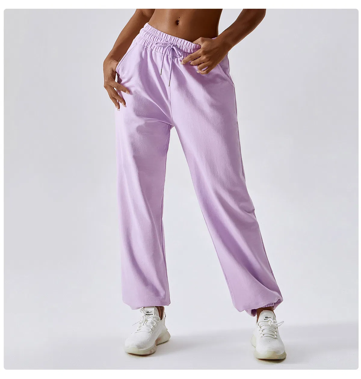 Calças Jogger Femininas Largas de Atacado com Cintura Alta, Elástico, Roupas de Esporte para Corrida com Bolso, Secagem Rápida, Leggings para Treino na Academia