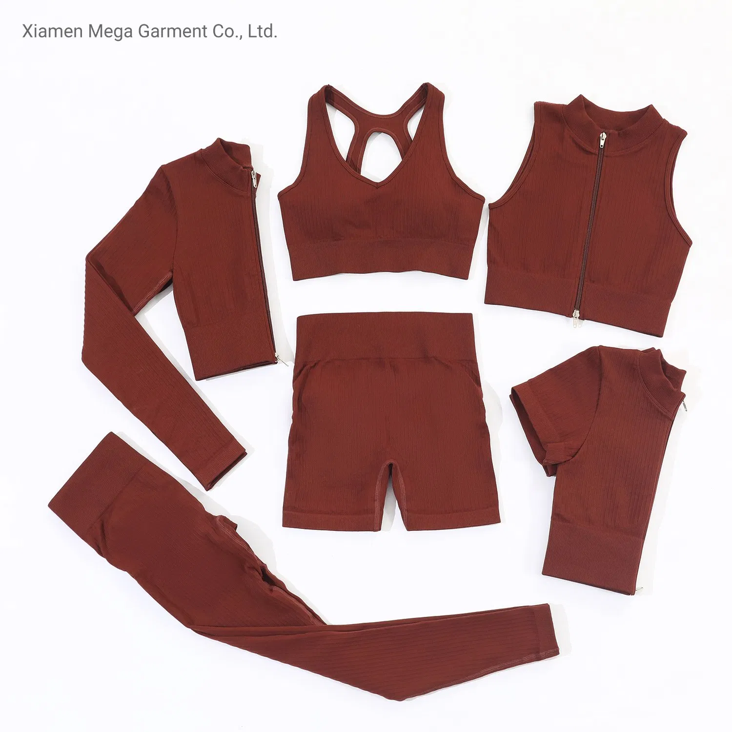 Conjunto de Esportes Feminino Personalizado 6 Roupas de Atividade Fitness Yoga Sem Costura para Academia
