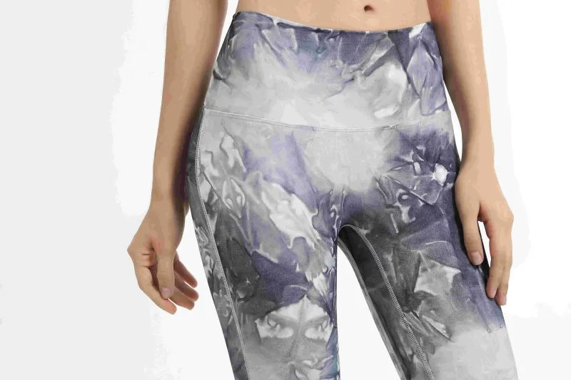 Conjunto de Yoga Feminino com Estampa Elegante, Calças de Ginástica com Push Up