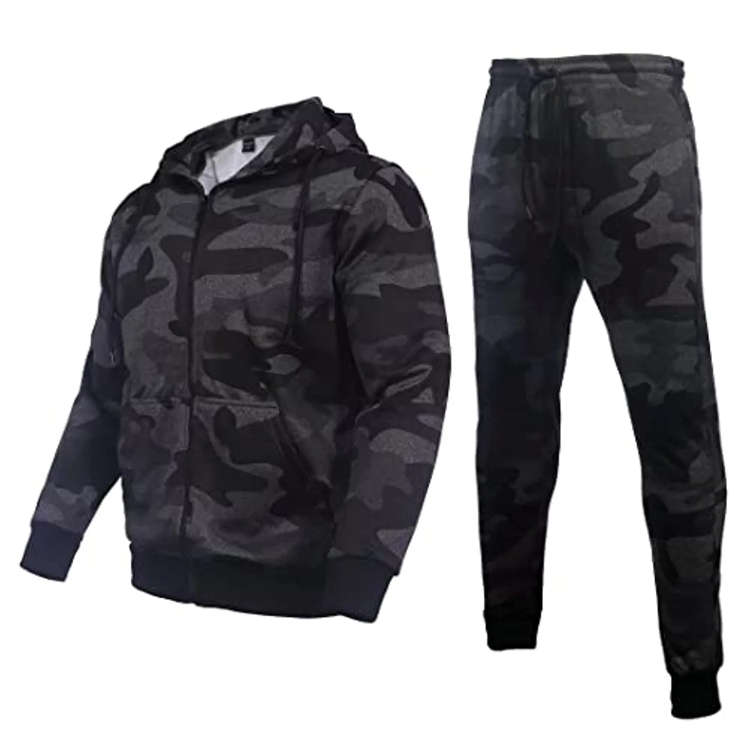 Conjunto de Treino Ativo Camo OEM e ODM de Duas Peças com Capuz, Conjunto de Roupas de Suor por Atacado, Conjuntos Personalizados para Traje de Corrida