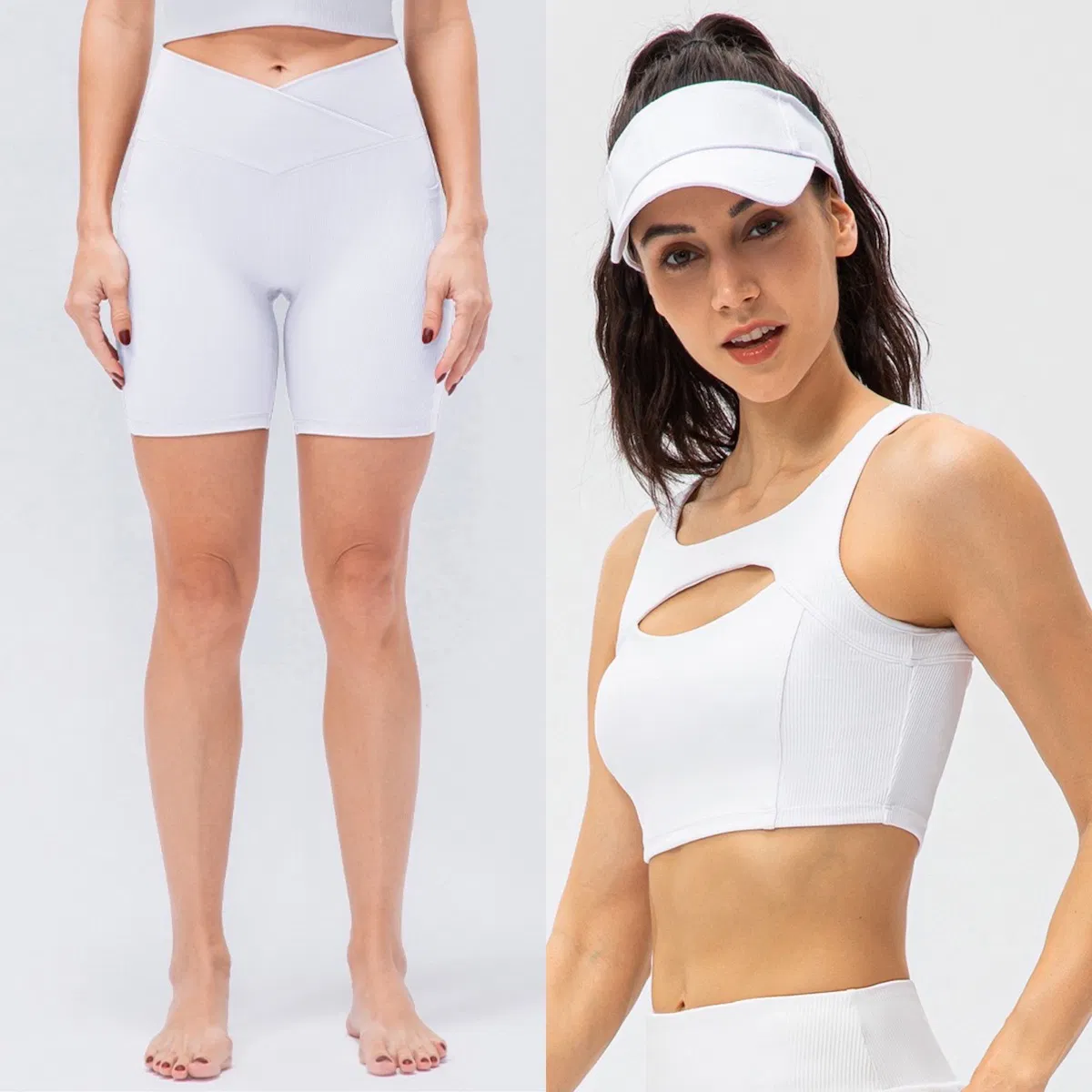 Novo Conjunto Premium Recortado de Roupas de Golfe e Tênis para Mulheres, 2 PCS Conjunto de Top Cropped para Exercício + Shorts Biker com Bolso + Saias Atletas para Academia