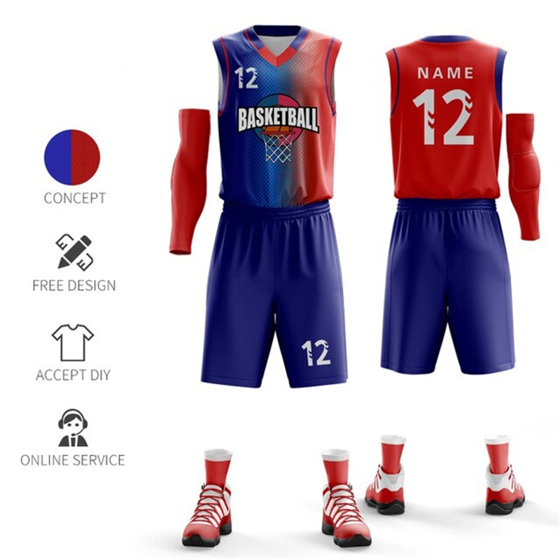 Roupas de basquete personalizadas de poliéster e spandex de design OEM de alta qualidade