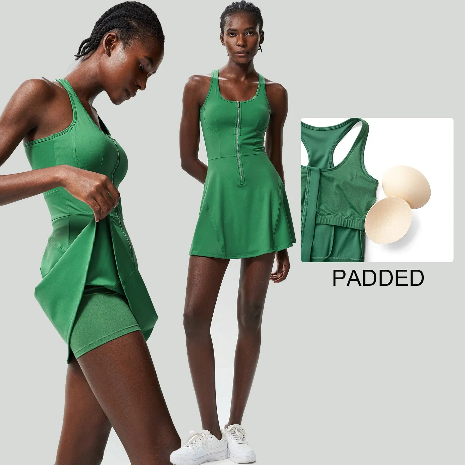 Vestido de Exercício Feminino com Shorts Embutidos, Vestido Atlântico Sem Mangas, Roupas para Golfe e Tênis