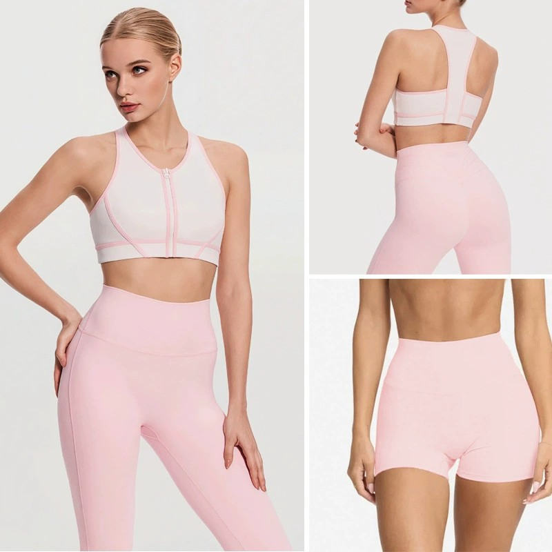 Roupas Ativas de Verão, Roupas de Primavera com Zíper, Sutiã Esportivo em Bloco de Cores, Sem Mangas, Sensação de Nudez, À Prova de Choque, Roupas de Fitness ao Ar Livre, Top de Yoga, Colete Esportivo, Roupas de Academia
