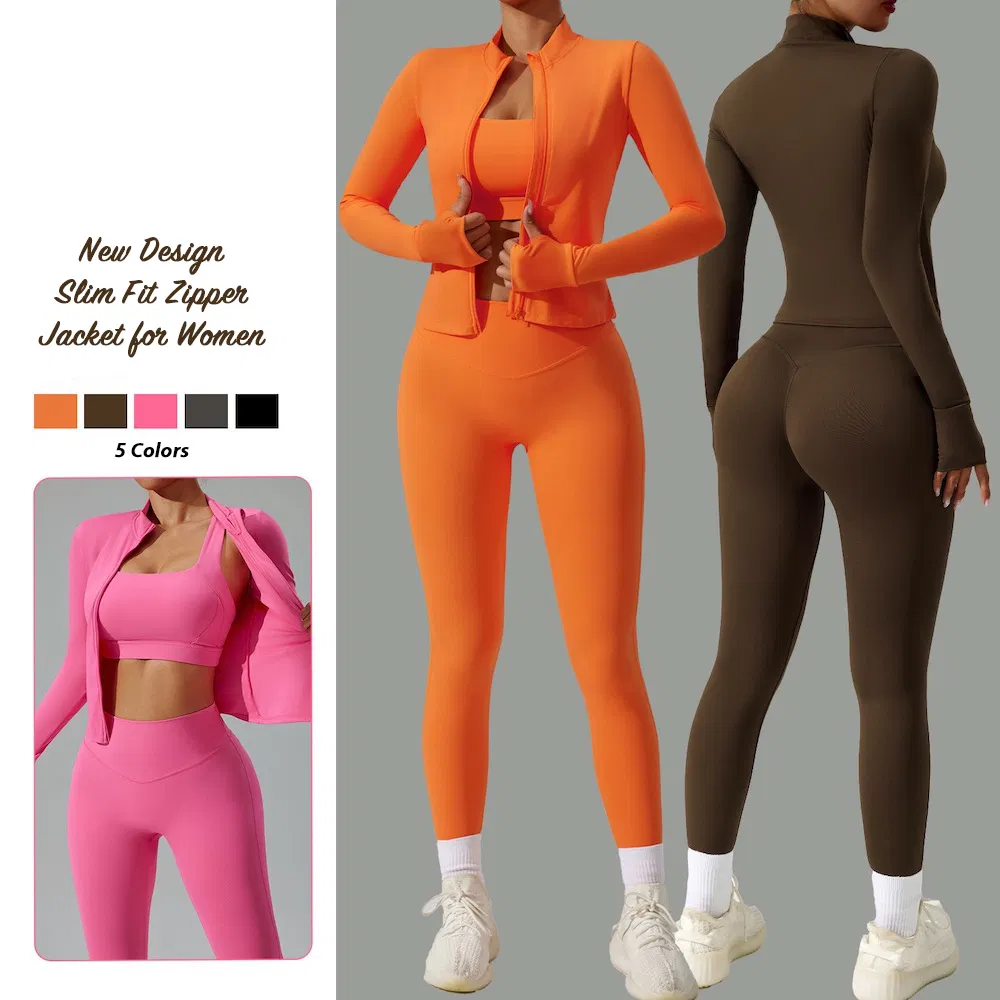 Vendas por atacado 6 PCS Roupas de Atividade Premium para Pilates e Fitness para Mulheres, Camiseta Slim Fit + Sutiã Esportivo + Shorts de Ciclista + Leggings de Yoga + Conjunto de Jaqueta para Treino