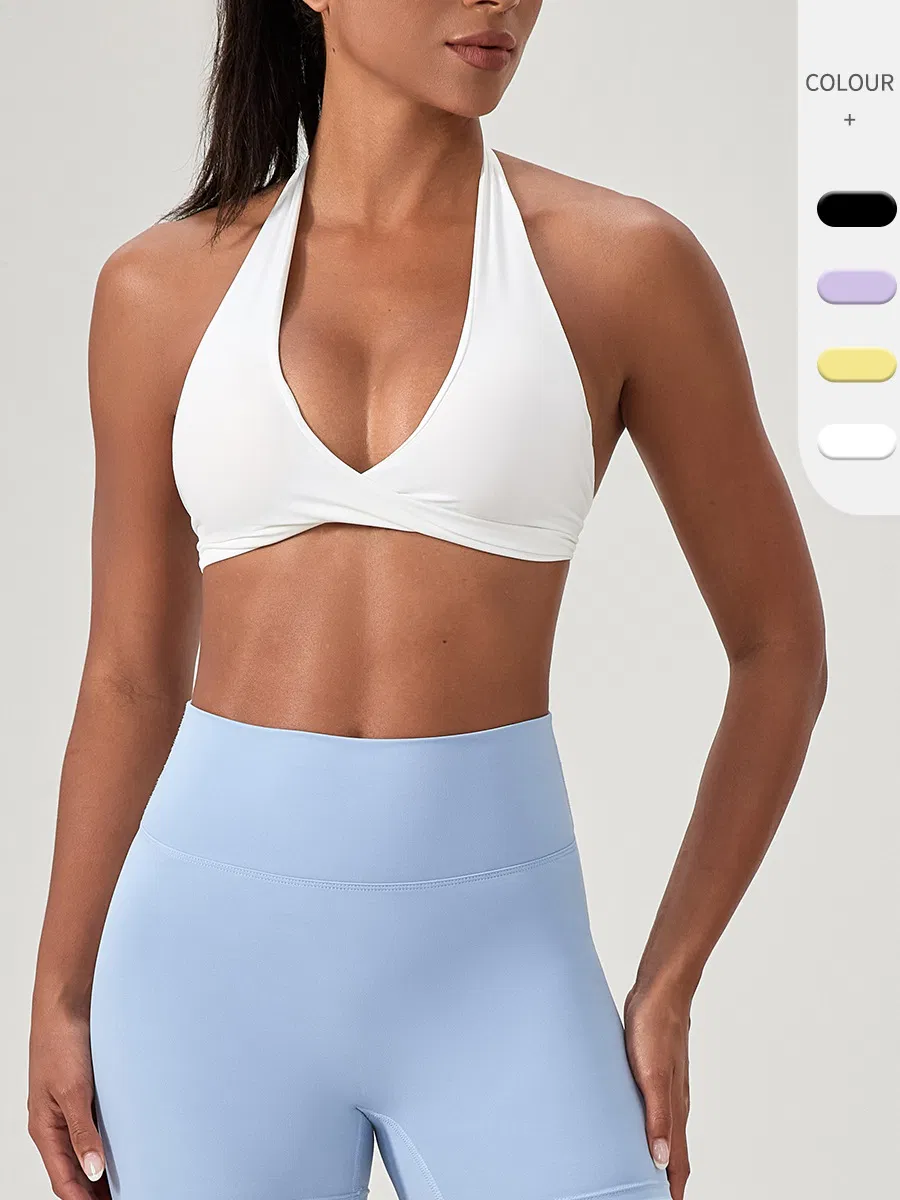 Sutiãs esportivos de alto desempenho com elástico cruzado nas costas, tops de treino canelados para mulheres, sutiãs esportivos de alto impacto para fitness