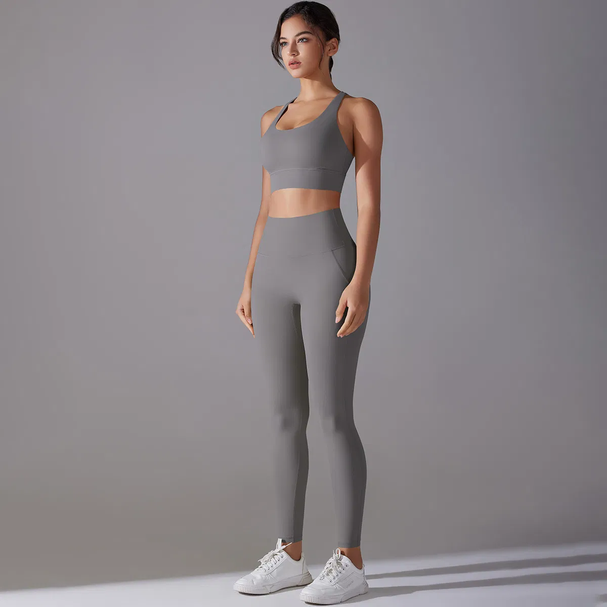 Roupas de Treino para Mulheres 2 Conjunto de Top Esportivo de Alta Cintura Leggings de Yoga Fitness Roupas de Esporte