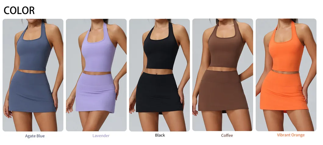 Vestido de Tênis Feminino com Bolso Roupas Esportivas Conjunto de Duas Peças para Atividades ao Ar Livre Roupas de Yoga