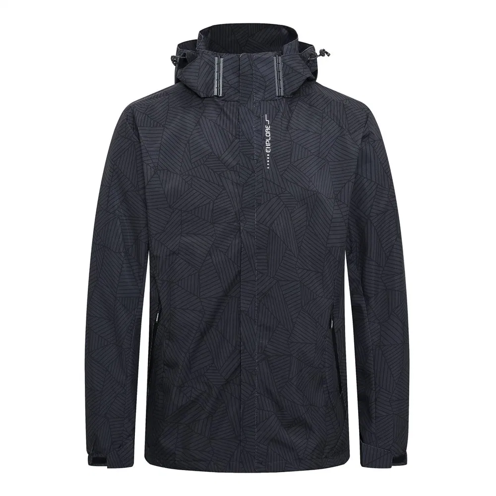 Roupas Casuais de Moda Personalizada à Prova d'Água e Respirável em Poliéster Softshell para Homens, Jaqueta Corta-Vento para Caça, Caminhadas, Acampamentos e Corridas