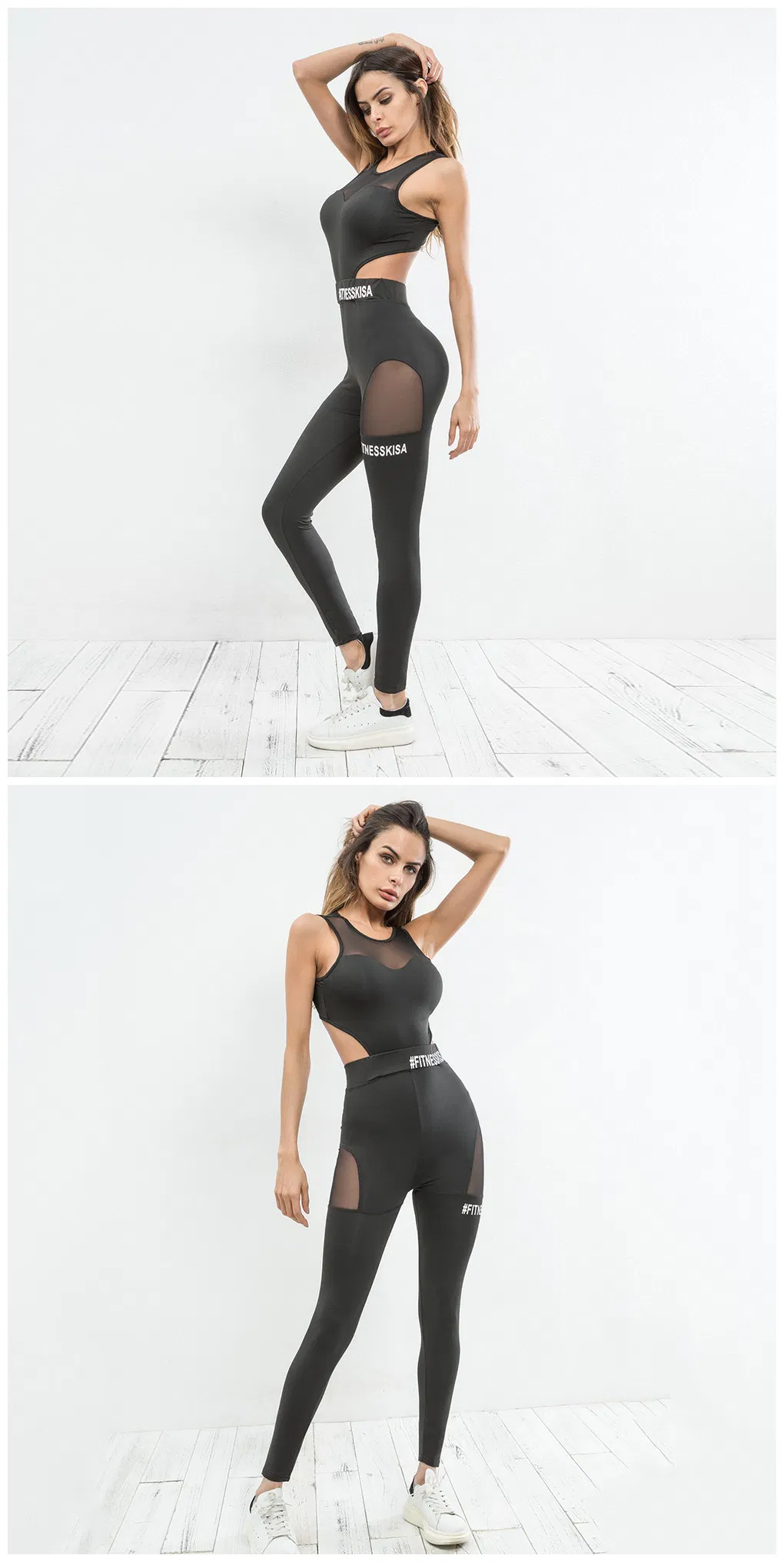 Conjunto de Roupas de Ginástica Feminina em Uma Peça, Roupas de Esporte para Treino, Fitness e Yoga