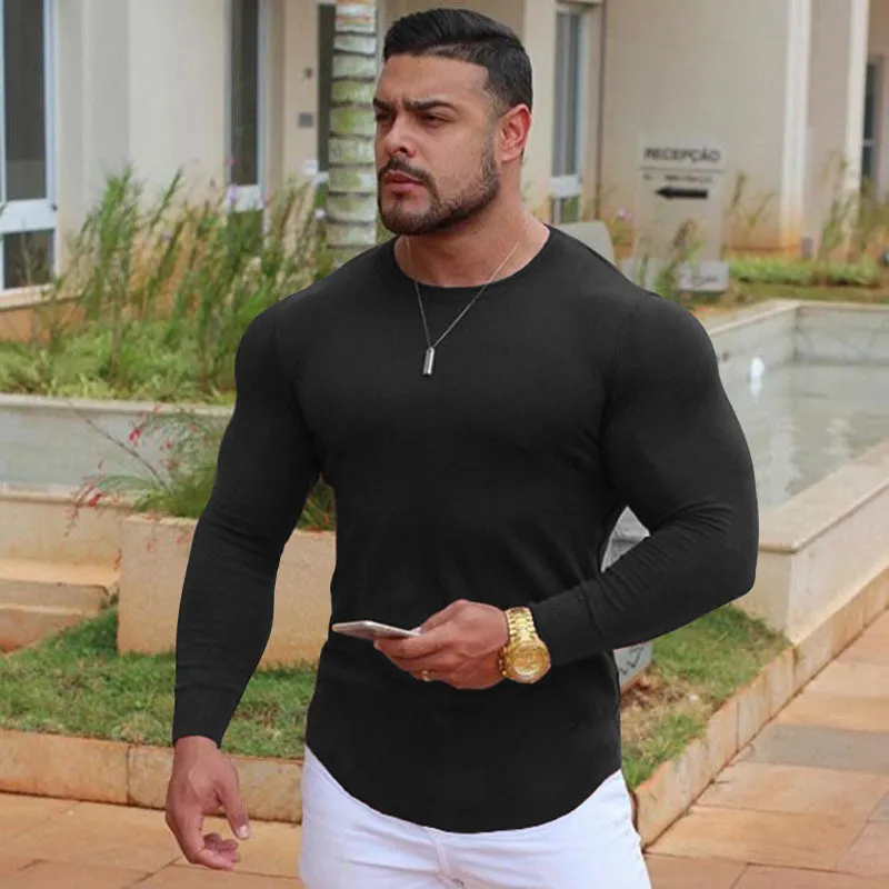 Camiseta de Manga Longa de Fitness Muscular
