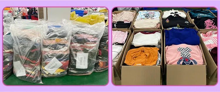 Processo de embalagem e envio de roupas usadas