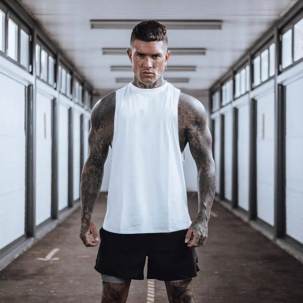 Colete Casual Respirável de Algodão para Homens, Exercício de Basquete, Estampado, Roupas de Fitness Fashion