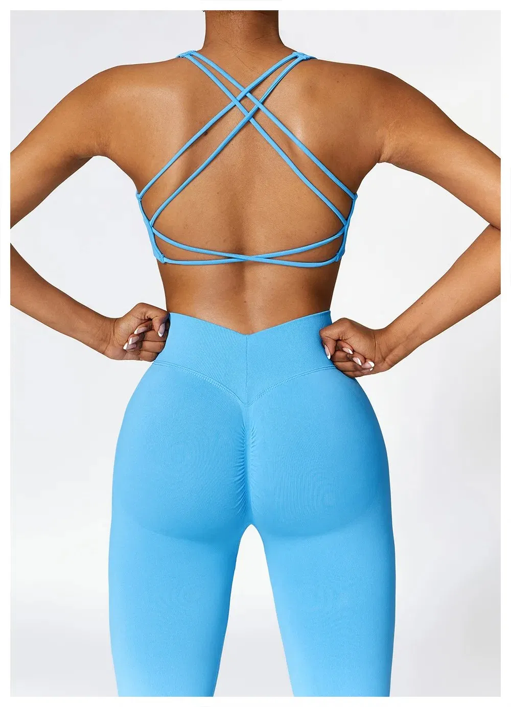 Conjunto de Yoga Flare com Bolso Traseiro para Beleza, Conjunto de Ginástica Sexy com Costas Cruzadas para Mulheres