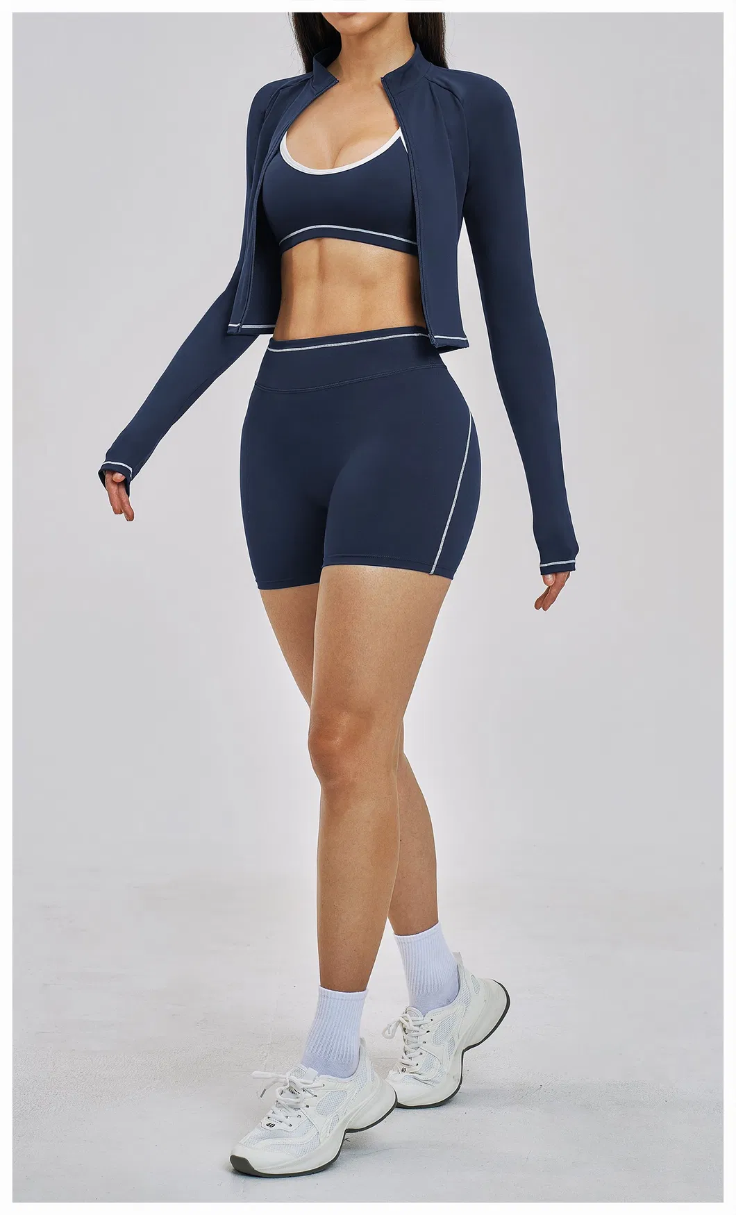 Roupas de Ginástica para Mulheres 3, Atacado Chinês de Roupas para Sutiã Esportivo, Jaqueta e Shorts