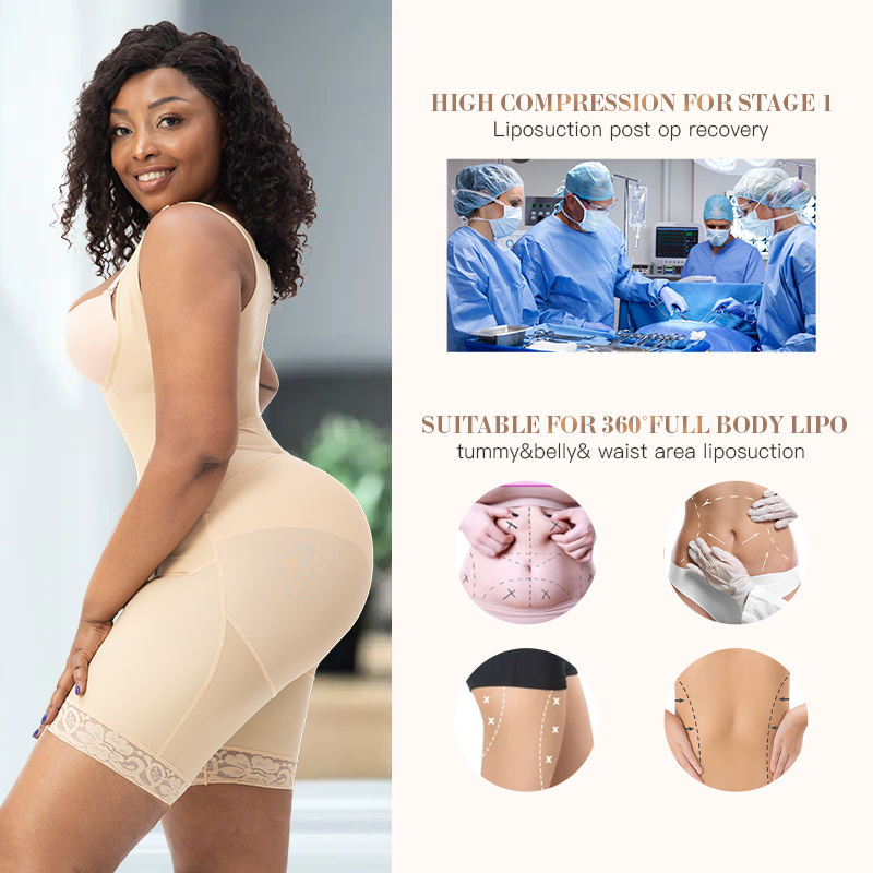 Roupas modeladoras de alta compressão para mulheres, fajas colombianas para cirurgia pós-operatória de lipoaspiração