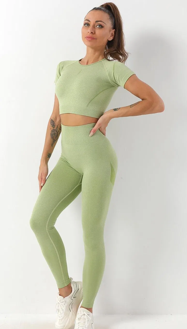 2PCS Conjunto de Roupas de Esporte Femininas, Stretchable, Respirável, para Exercícios, Yoga, Academia, Treino, Fitness, Roupa, Conjuntos de Treino, Sutiã Esportivo, Leggings de Ciclista, Roupas Personalizadas