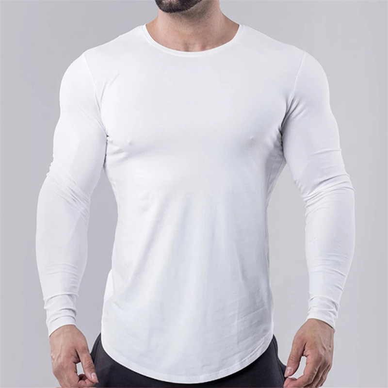 Camiseta de Manga Longa de Fitness Muscular Alta Elasticidade Rápido Secagem Calças para Treinamento de Basquete Masculino Roupas de Esporte para Corrida